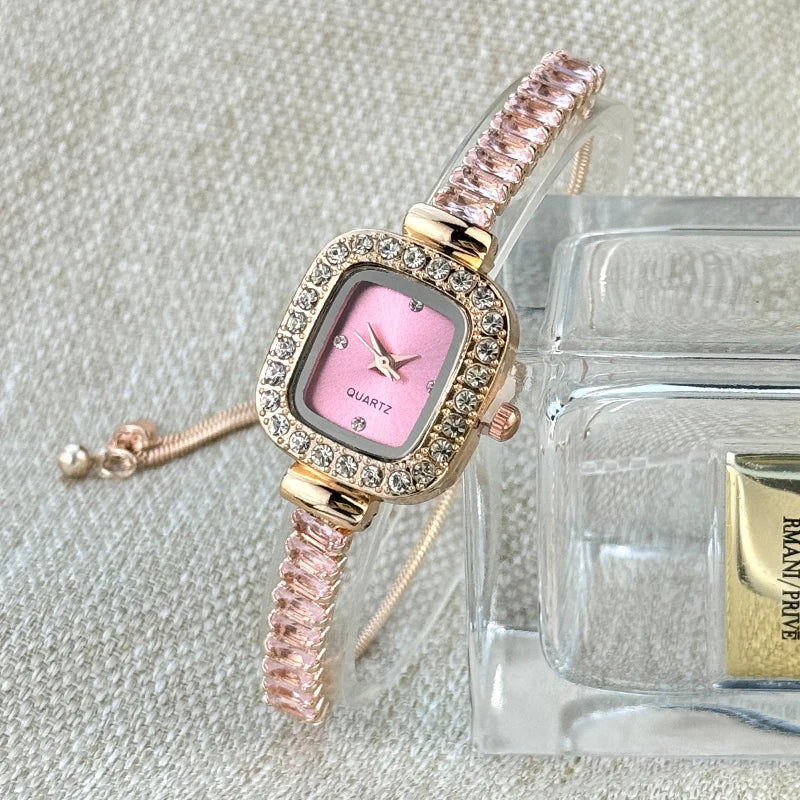 Women’s Rhinestone Bracelet Watch With Square Dial