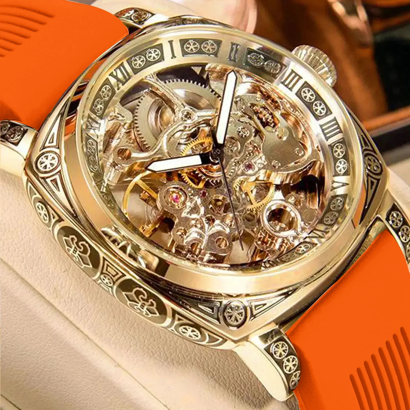 Men’s Automatic Skeleton Mechanical Watch – Roman Dial