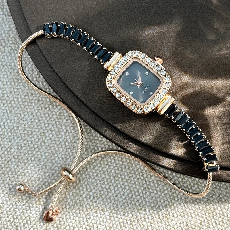 Women’s Rhinestone Bracelet Watch With Square Dial