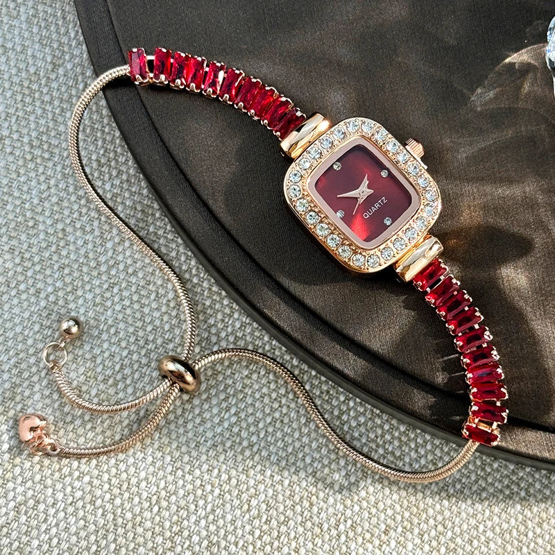 Women’s Rhinestone Bracelet Watch With Square Dial