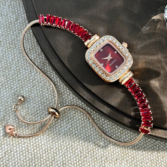 Women’s Rhinestone Bracelet Watch With Square Dial