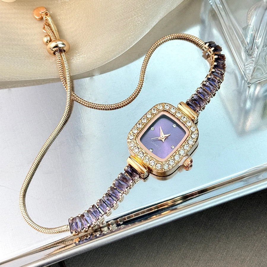 Women’s Rhinestone Bracelet Watch With Square Dial