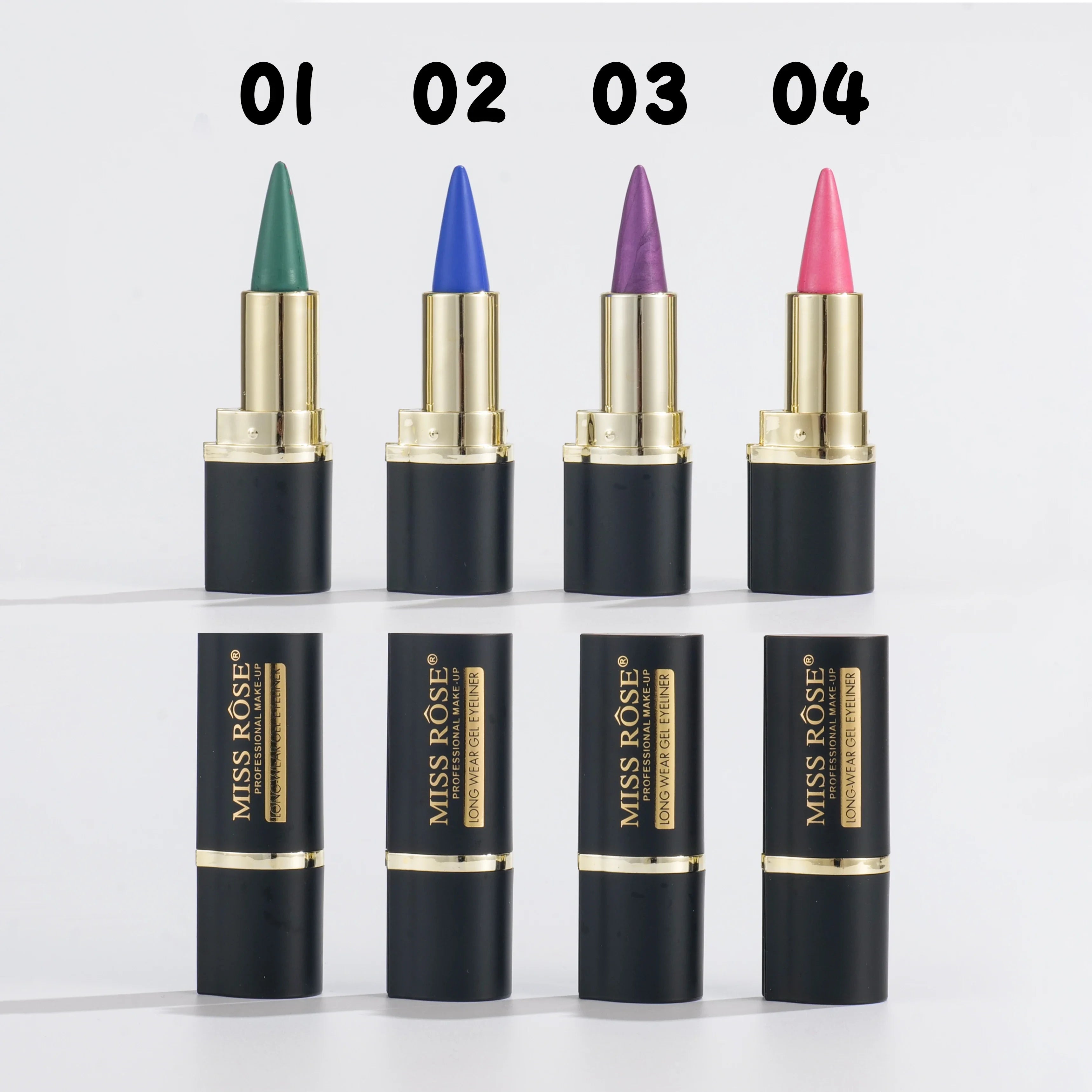 Miss Rose Matte Eyeliner Eyeshadow Lip Liner Set - 4 Shades Long-Lasting Smooth Glide for Halloween Party Makeup