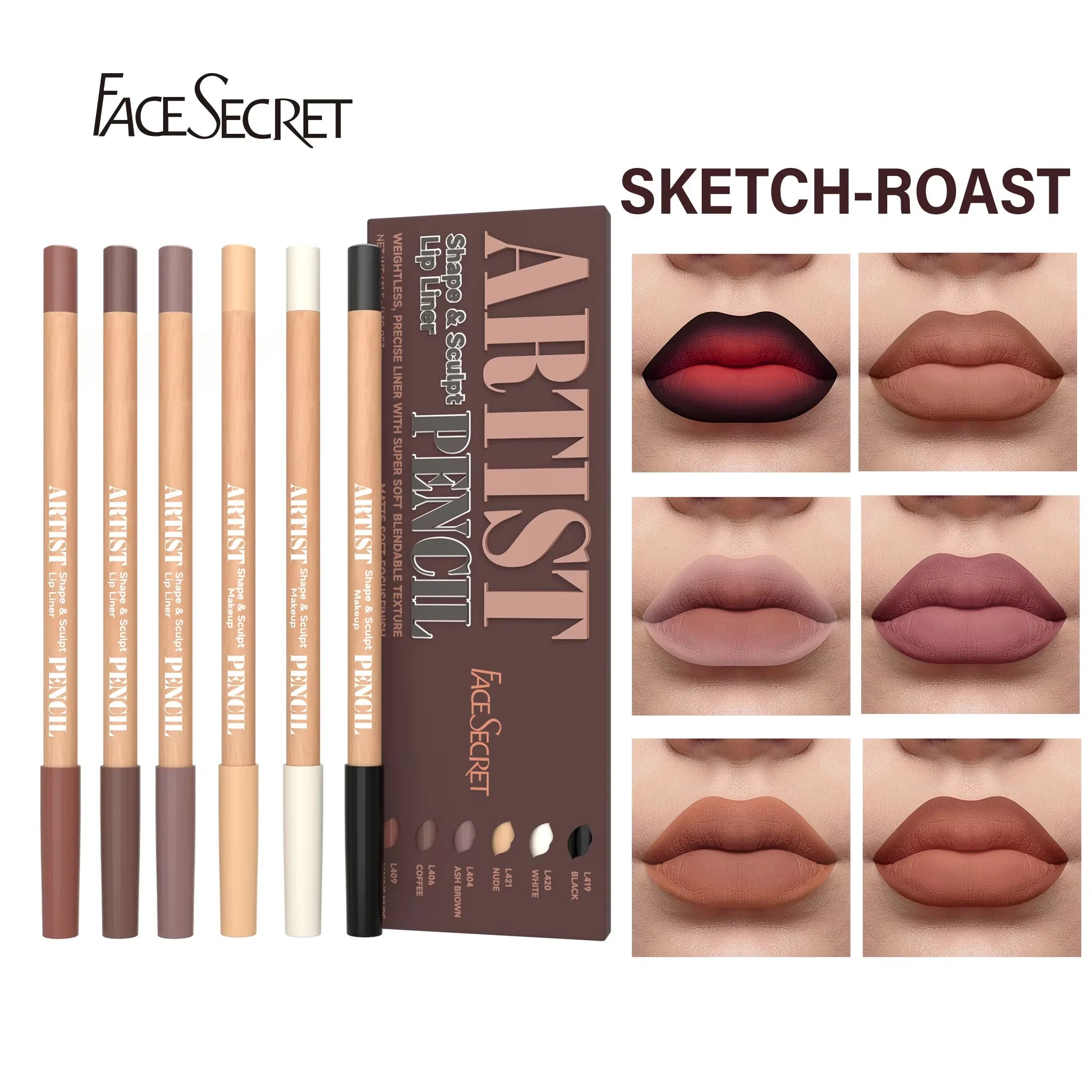 6pcs Velvet Matte Lip Liner Set - Long-Lasting Versatile Shades Longlasting Lip Makeup Berry, Brown, Pink Lip Pencil