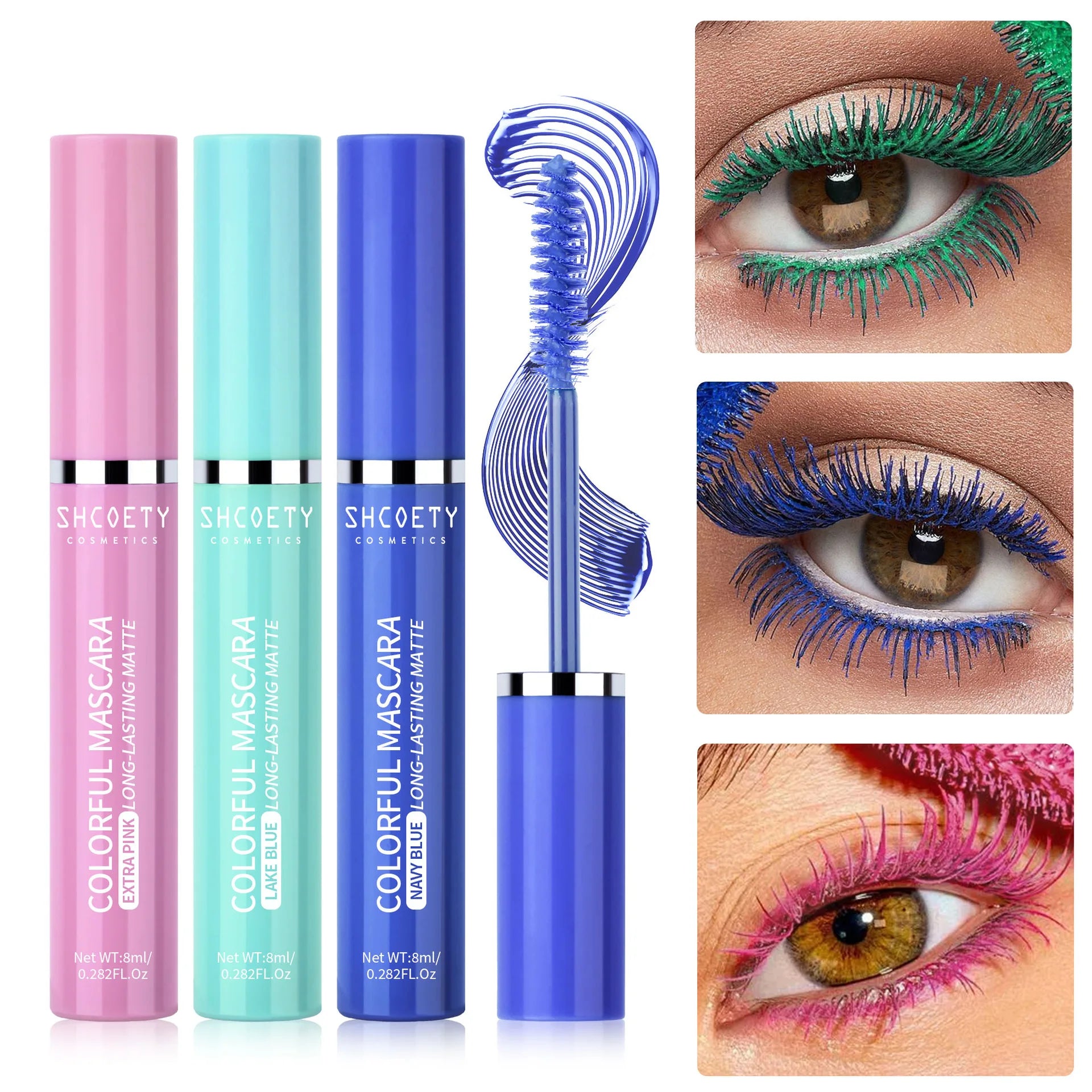 Blue 5D Curling Thick Mascara Long-wearing Waterproof Colorful Fast Dry Eyelash Extension Eye Lashes Christmas Stage Makeup
