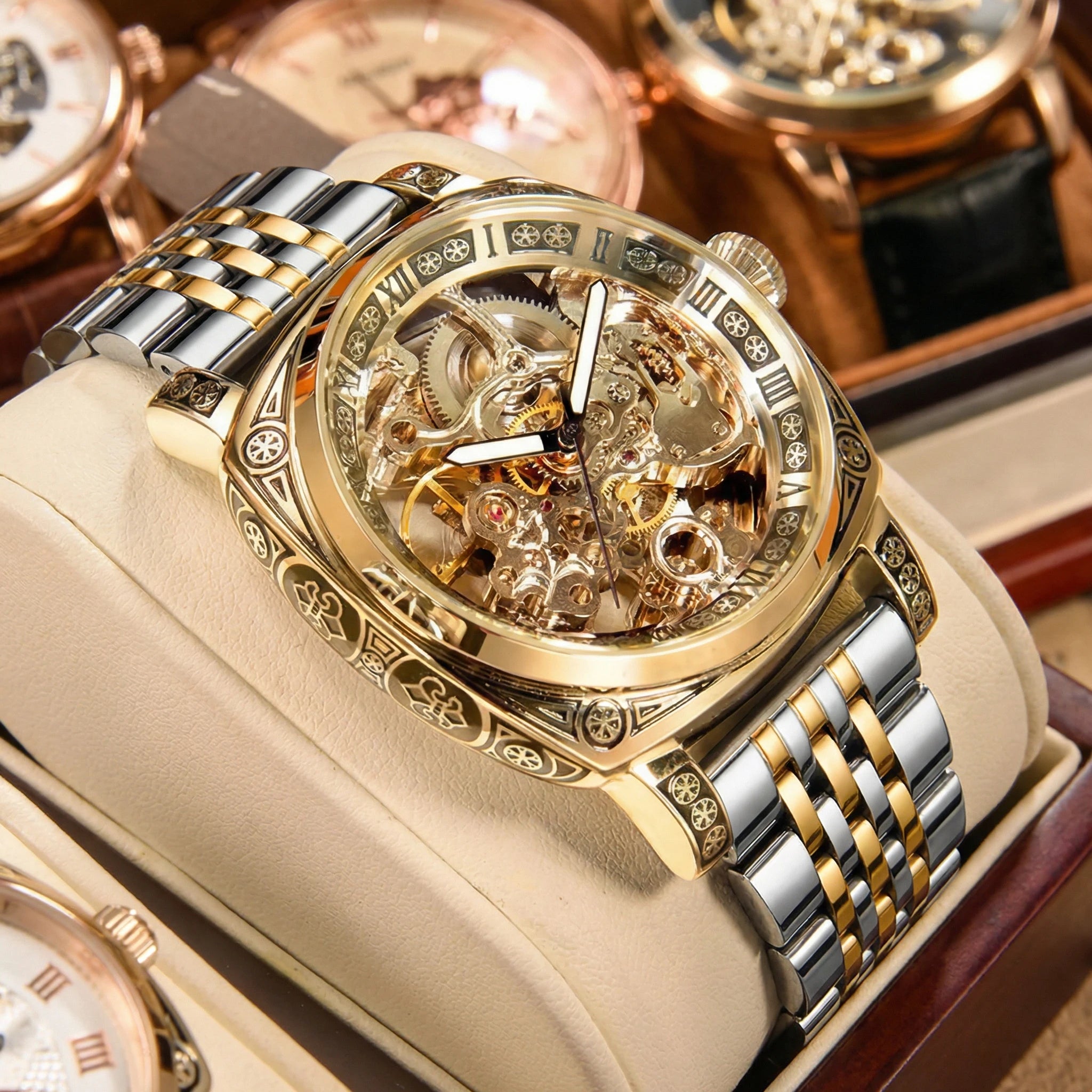 Men’s Automatic Skeleton Mechanical Watch – Roman Dial