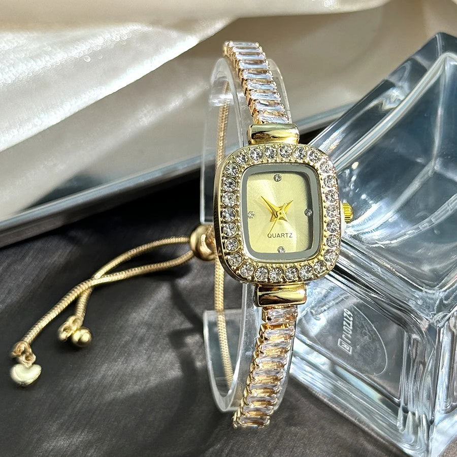 Women’s Rhinestone Bracelet Watch With Square Dial