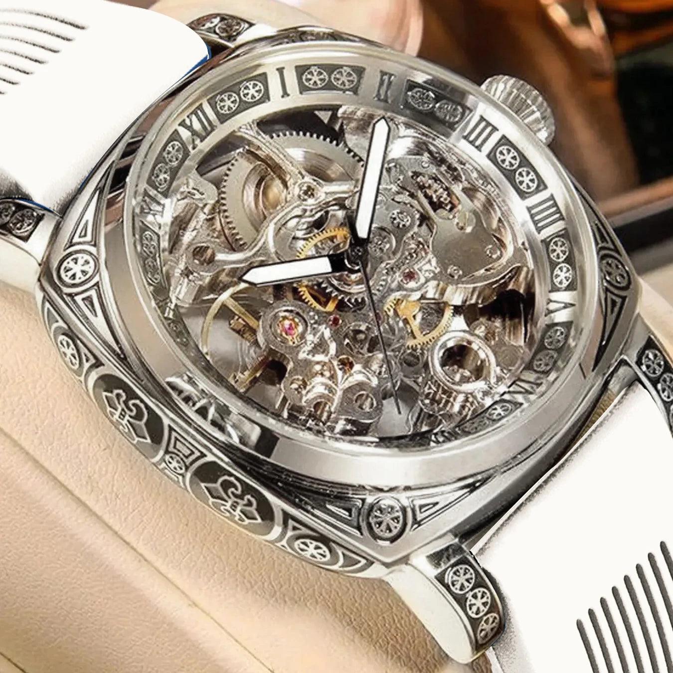 Men’s Automatic Skeleton Mechanical Watch – Roman Dial