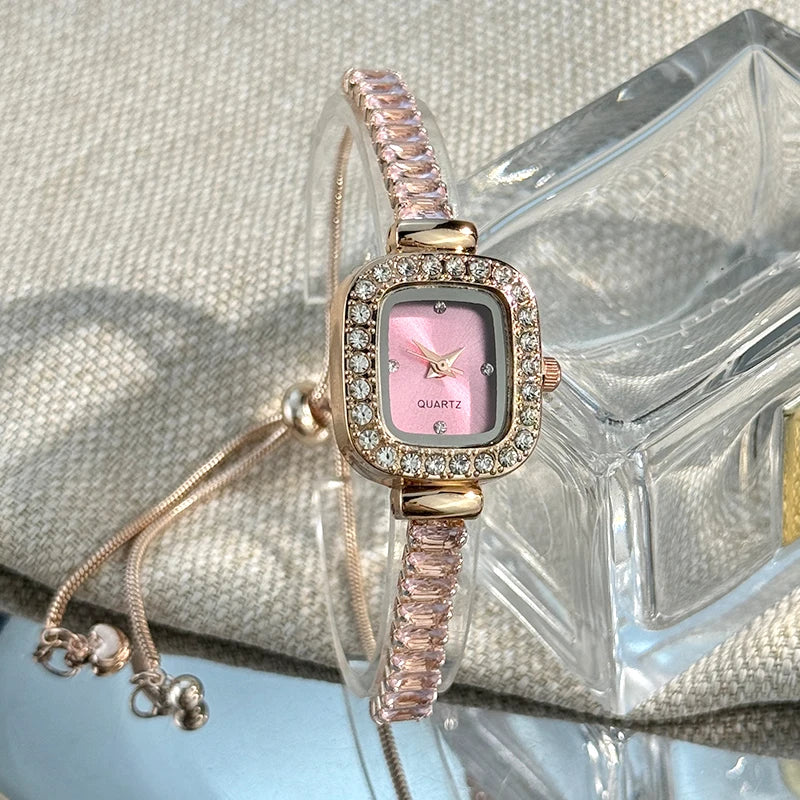 Women’s Rhinestone Bracelet Watch With Square Dial