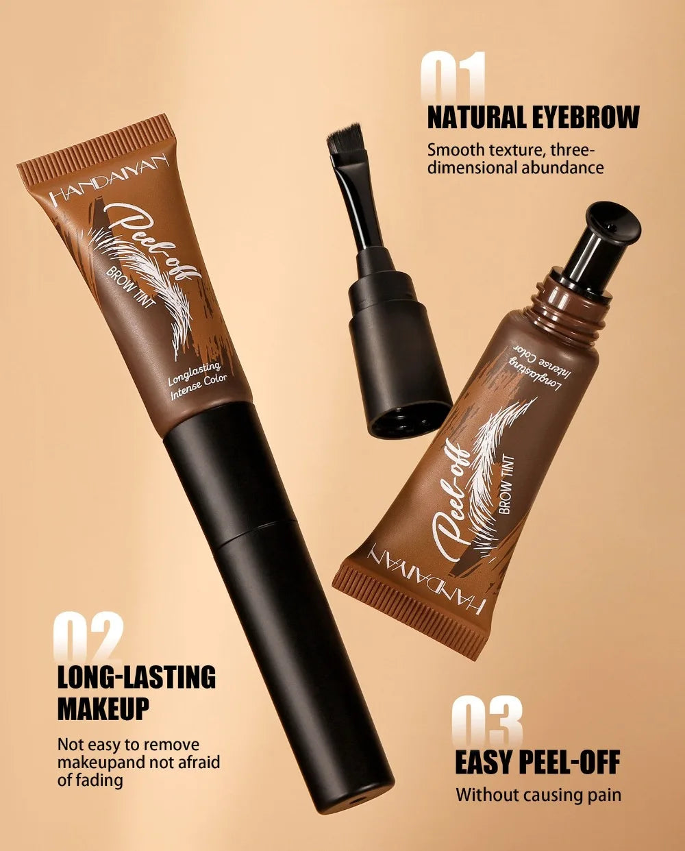 5 Color Peel-off Eyebrow Gel Cream Quick-Drying Lasting Tearing Eyebrow Dye Glue Waterproof Brow Tattoo Eyebrow Enhancer Tint