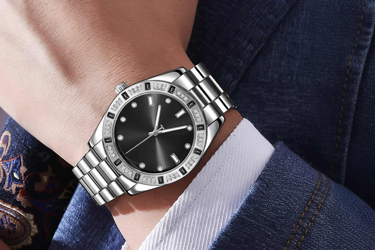 Men's Stainless Steel Business Watch Gift Box Set