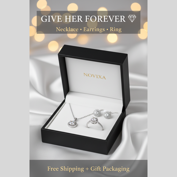 Crystal Drop Bridal Jewelry Set – 925 Sterling Silver & Zircon NOVIXA Jewelry Set