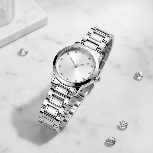 Silver Watch Flat Lay